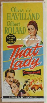 f096 THAT LADY Australian daybill movie poster '55 Olivia de Havilland
