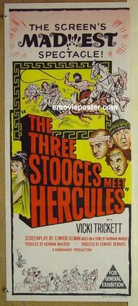 f114 THREE STOOGES MEET HERCULES Australian daybill movie poster '61 w/Joe