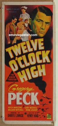 f130 TWELVE O'CLOCK HIGH Australian daybill movie poster '50 Gregory Peck