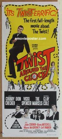 f131 TWIST AROUND THE CLOCK Australian daybill movie poster '62 Checker