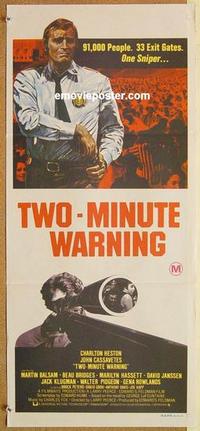f132 TWO MINUTE WARNING Australian daybill movie poster '76 Charlton Heston