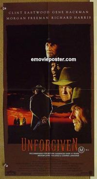 f138 UNFORGIVEN Australian daybill movie poster '92 Eastwood, Hackman
