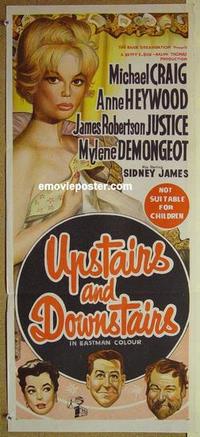 f142 UPSTAIRS & DOWNSTAIRS Australian daybill movie poster '60 English sex!