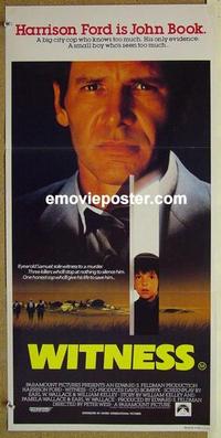 f168 WITNESS Australian daybill movie poster '85 Harrison Ford, Peter Weir