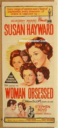 f172 WOMAN OBSESSED Australian daybill movie poster '59 Susan Hayward, Boyd