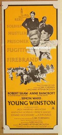 f184 YOUNG WINSTON Australian daybill movie poster '72 Shaw, Churchill