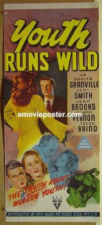 f185 YOUTH RUNS WILD Australian daybill movie poster '44 Bonita Granville