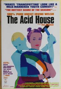 g011 ACID HOUSE one-sheet movie poster '98 3 short English drug movies!