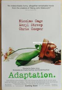 g012 ADAPTATION DS advance one-sheet movie poster '02 Nicholas Cage, Streep