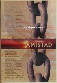 g033 AMISTAD DS one-sheet movie poster '97 Morgan Freeman, Steven Spielberg