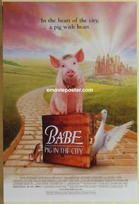 g048 BABE PIG IN THE CITY DS one-sheet movie poster '98 talking pig!