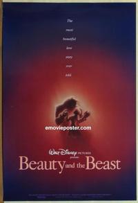 g061 BEAUTY & THE BEAST DS one-sheet movie poster '91 Walt Disney