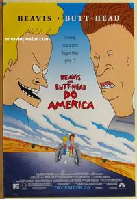 g062 BEAVIS & BUTT-HEAD DO AMERICA advance one-sheet movie poster '96 MTV