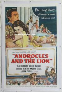 k254 ANDROCLES & THE LION linen one-sheet movie poster '52 Jean Simmons
