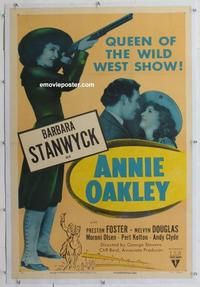 k261 ANNIE OAKLEY linen one-sheet movie poster R52 Barbara Stanwyck, Foster