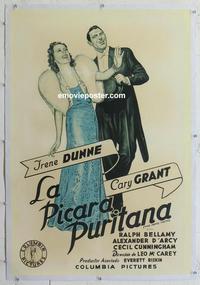 k212 AWFUL TRUTH linen Argentinean movie poster '37 Cary Grant