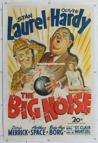 k272 BIG NOISE linen one-sheet movie poster '44 Laurel & Hardy!