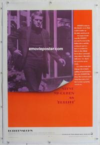 k281 BULLITT linen one-sheet movie poster '69 Steve McQueen, Robert Vaughn