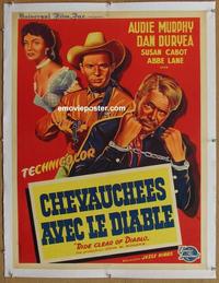 k011 RIDE CLEAR OF DIABLO linen French movie poster '54 Audie Murphy