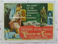 k245 TOUCH OF EVIL linen half-sheet movie poster '58 Welles, Heston, Leigh
