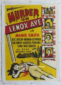 k377 MURDER ON LENOX AVENUE linen one-sheet movie poster '41 all-black thriller!