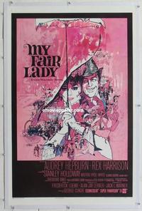 k379 MY FAIR LADY linen one-sheet movie poster '64 Audrey Hepburn, Harrison