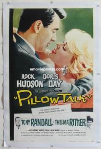 k395 PILLOW TALK linen one-sheet movie poster '59 Rock Hudson, Doris Day