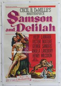 k424 SAMSON & DELILAH linen one-sheet movie poster '49 Hedy Lamarr, Mature