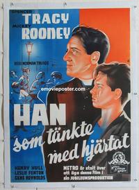 k099 BOYS TOWN linen Swedish movie poster '38 Spencer Tracy, Rooney