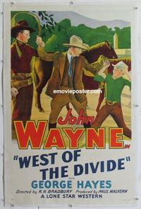 k479 WEST OF THE DIVIDE linen one-sheet movie poster '34 John Wayne