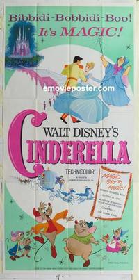 m200 CINDERELLA three-sheet movie poster R65 Walt Disney classic cartoon!
