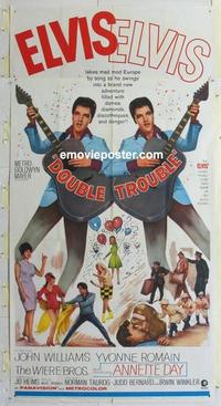 m203 DOUBLE TROUBLE three-sheet movie poster '67 rockin' Elvis Presley!