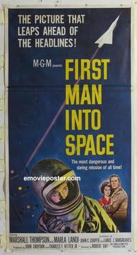 m192 FIRST MAN INTO SPACE three-sheet movie poster '59 Marshall Thompson