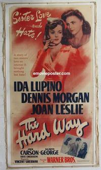 m029 HARD WAY linen three-sheet movie poster '42 Ida Lupino, Dennis Morgan