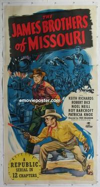 m032 JAMES BROTHERS OF MISSOURI linen three-sheet movie poster '49 serial