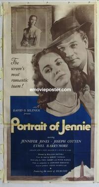m193 PORTRAIT OF JENNIE three-sheet movie poster '48 Jennifer Jones, Cotten