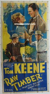 m216 RAW TIMBER three-sheet movie poster '37 Tom Keene, Peggy Keys
