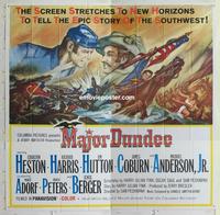 m222 MAJOR DUNDEE six-sheet movie poster '65 Heston, Richard Harris
