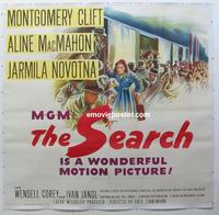 m056 SEARCH linen six-sheet movie poster '48 WWII, first Montgomery Clift!