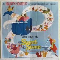 m230 SWORD IN THE STONE six-sheet movie poster '64 Disney, King Arthur!