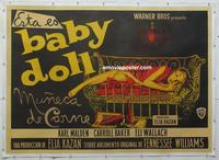m019 BABY DOLL linen Argentinean two-panel movie poster '57 Carrol Baker