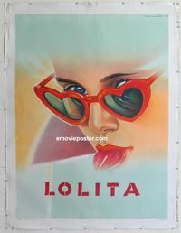 m085 LOLITA linen French REPRO '80s Kubrick, sexy Sue Lyon with sunglasses & lollipop, Soubie art! 