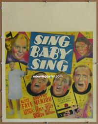 m147 SING BABY SING jumbo 22x28 movie window card '36 Alice Faye, Ritz