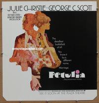 m146 PETULIA special jumbo 22x28 movie window card '68 Julie Christie, Scott