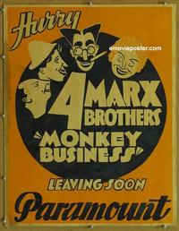 p007 MONKEY BUSINESS trolley card movie poster '31 4 Marx Brothers!