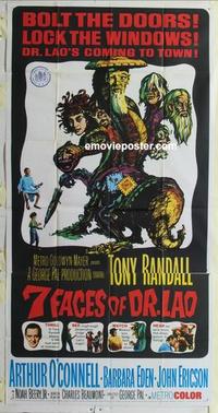 s542 SEVEN FACES OF DR LAO three-sheet movie poster '64 Tony Randall
