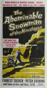 s019 ABOMINABLE SNOWMAN OF THE HIMALAYAS three-sheet movie poster '57 Cushing
