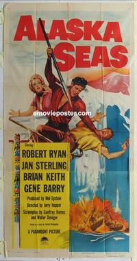 s032 ALASKA SEAS three-sheet movie poster '54 Robert Ryan, Jan Sterling