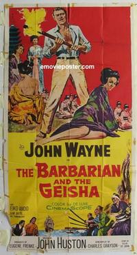 s060 BARBARIAN & THE GEISHA three-sheet movie poster '58 John Wayne, Ando