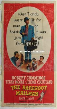 s062 BAREFOOT MAILMAN three-sheet movie poster '51 Robert Cummings, Moore